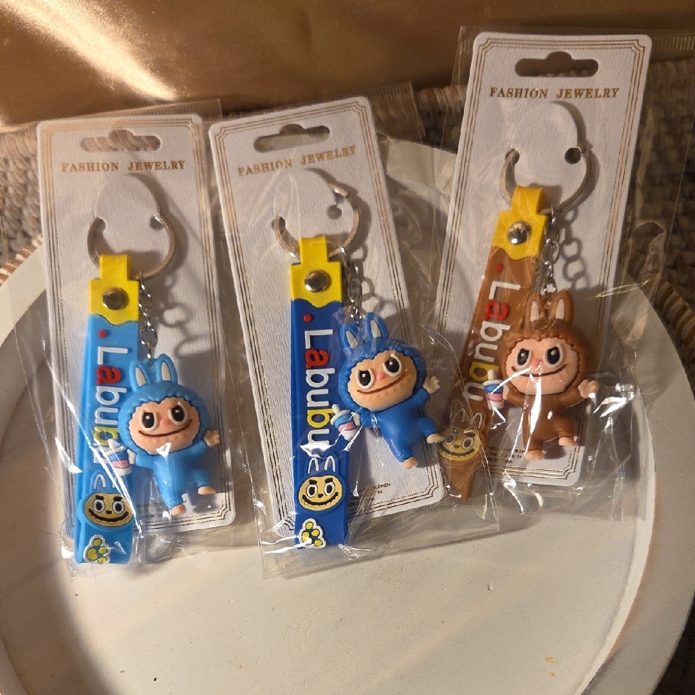 One Labubu Character Keychain - Blue Cute Plush Figure Keyring (Blue Available)